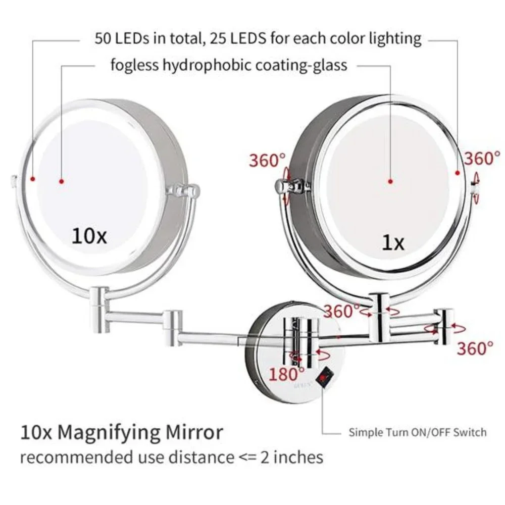 8.5 Inch Cordless LED Light Magnifying Makeup Mirror Double Sided Vanity Mirror